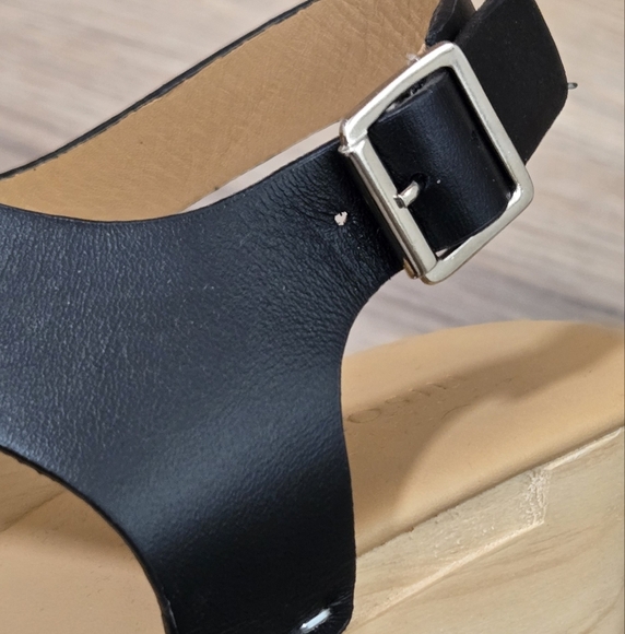 Nisolo Boho Black Leather Sandals with Wood Sole Clog Size 9 - Picture 5 of 13